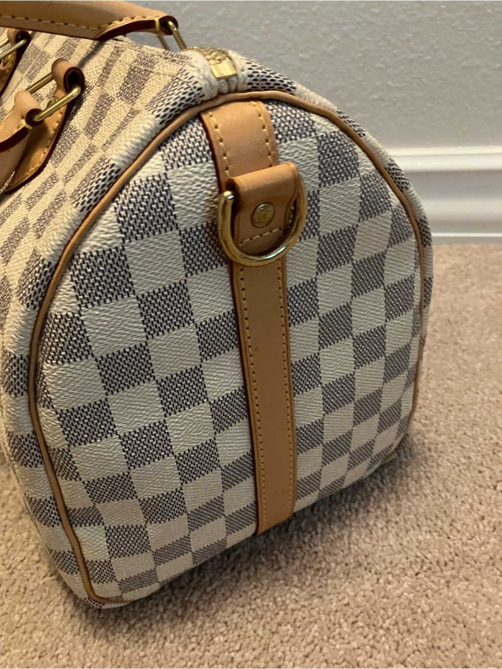 AUTH Louis Vuitton Speedy Bandoulière 30 Damier Azur w/ Strap Lock Key Dust Bag - Picture 3 of 10